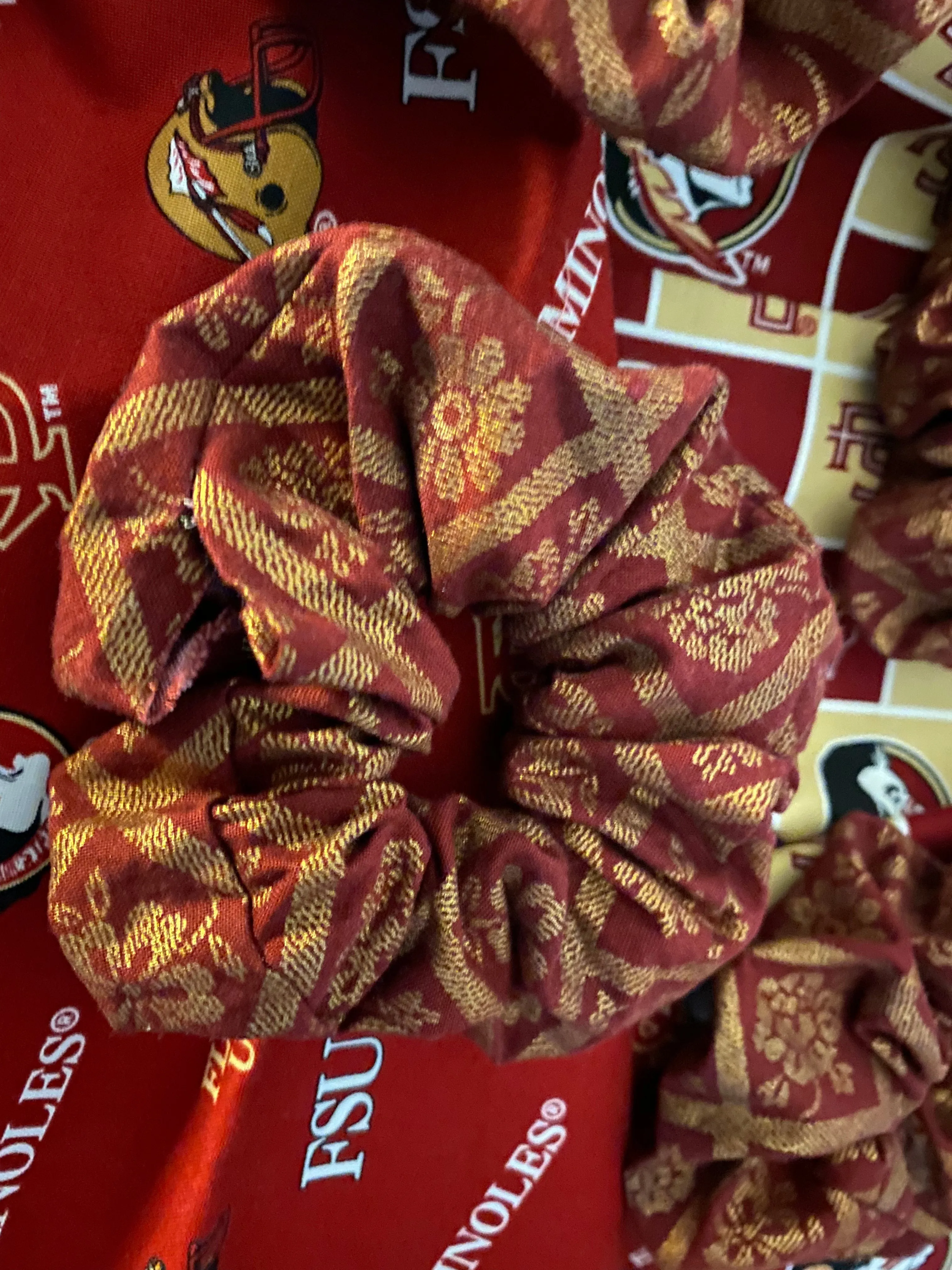 1 Pair Garnet and Gold Scrunchies