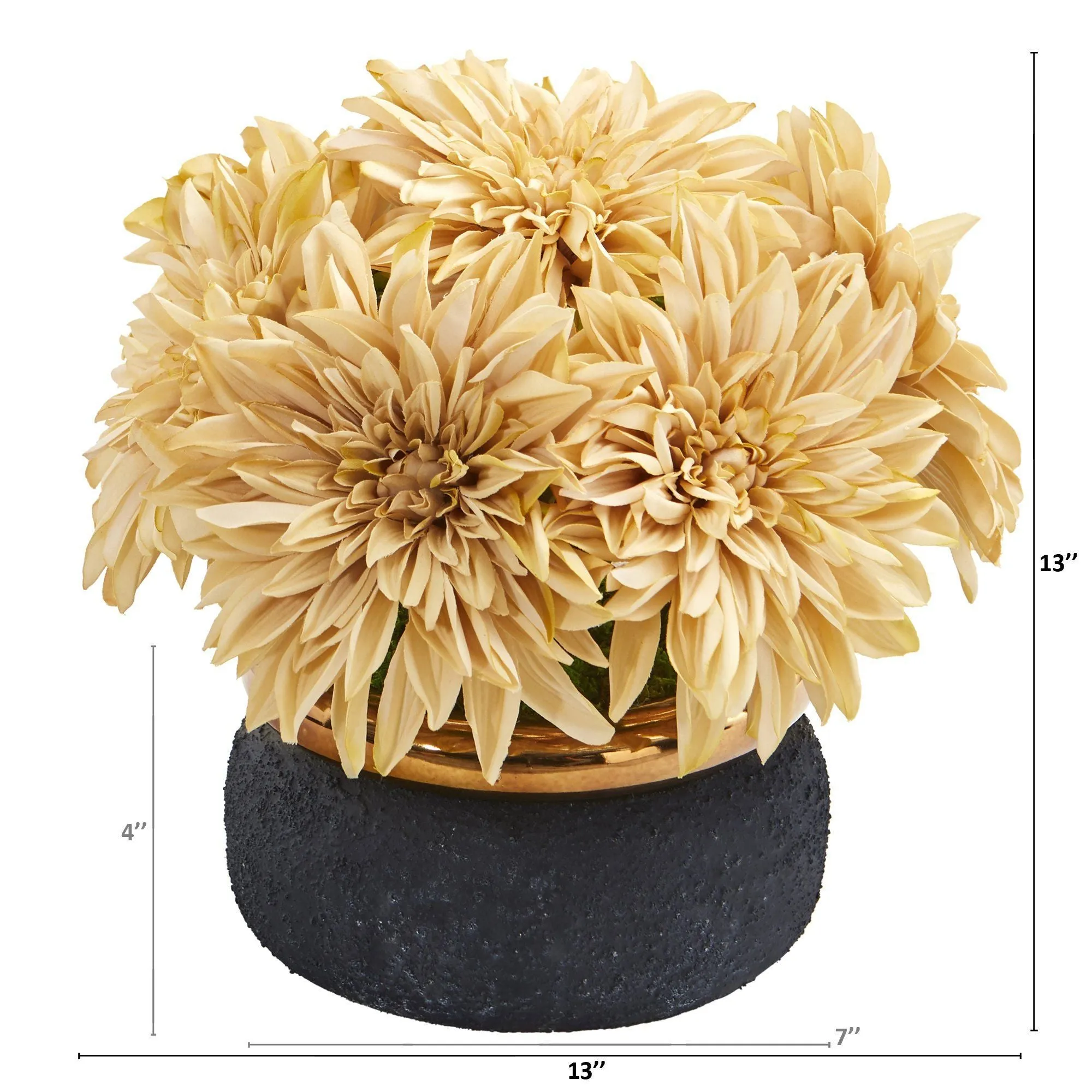 13” Dahlia Artificial Arrangement in Stoneware Vase