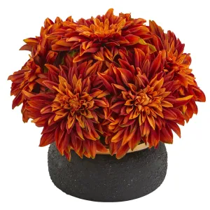 13” Dahlia Artificial Arrangement in Stoneware Vase