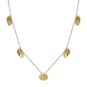 18K Gold Triple Hammered Disc Necklace