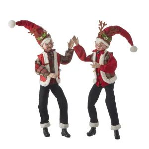 24" Poseable Elf With Reindeer Antlers Assorted Set of 2