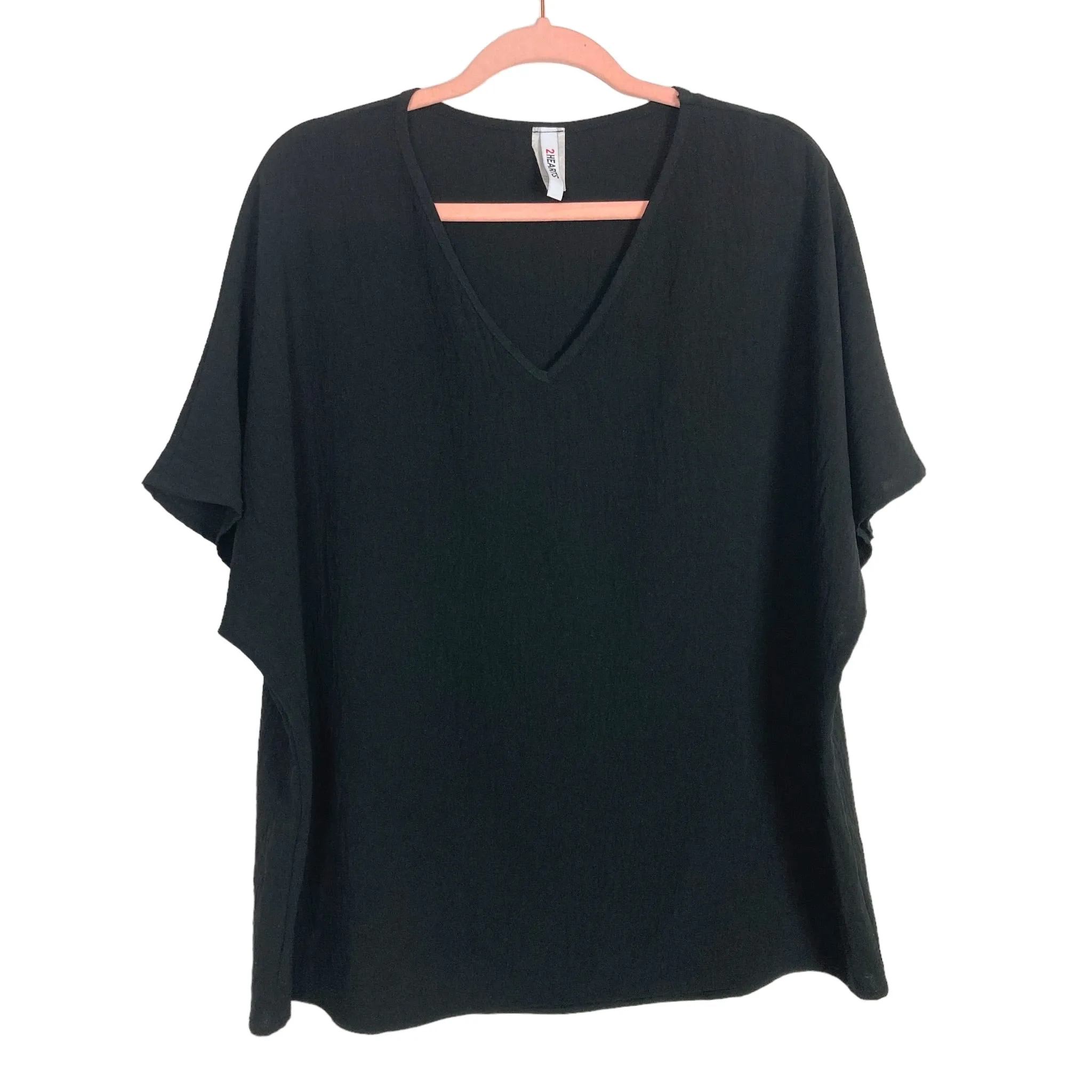 2Hearts Black V-Neck Blouse- Size M