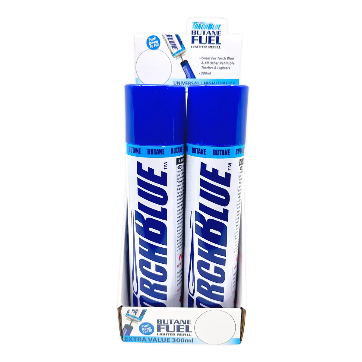 300ML Bulk Torch Blue Butane Refill- 4 Pieces Per Retail Ready Display 41666