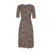 3/4 Sleeve V-Neck Pebble Print Dress