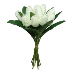 35cm Ivory Tulip Bundle - 12 Stems - Artificial Spring Bunch