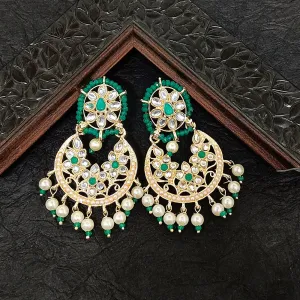 Bhavi Jewels Gold Plated Kundan Stone Dangler Earrings