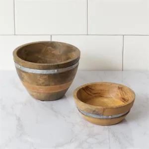 Bowl - Wood With Metal Embellishment-Med