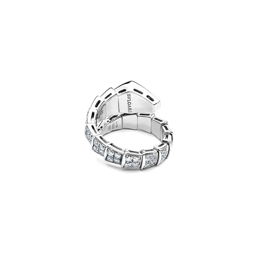 BVLGARI Serpenti Viper Ring One-Coil White Gold Full Pavé Diamond Set 345223