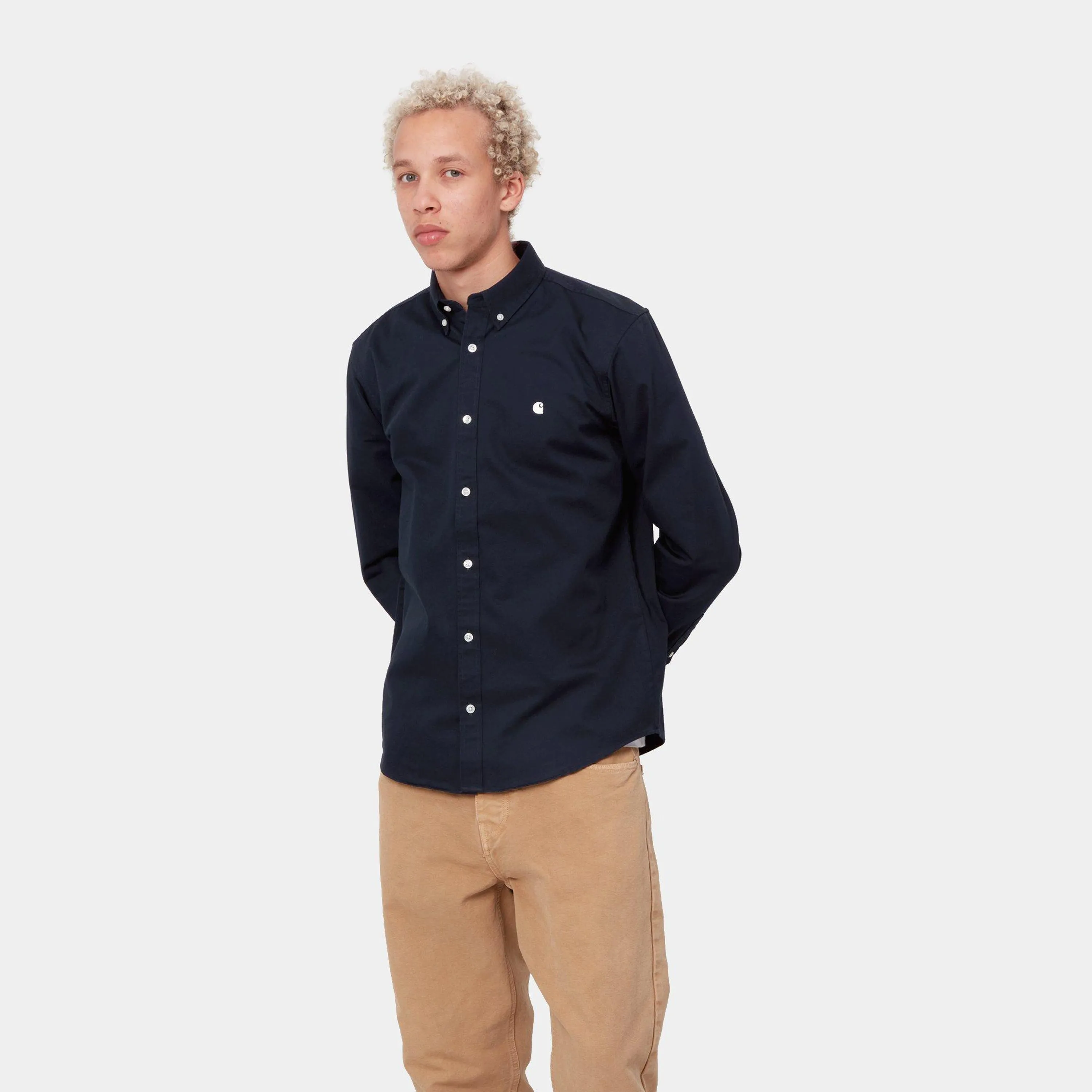 Carhartt L/S Madison Shirt - Dark Navy / White