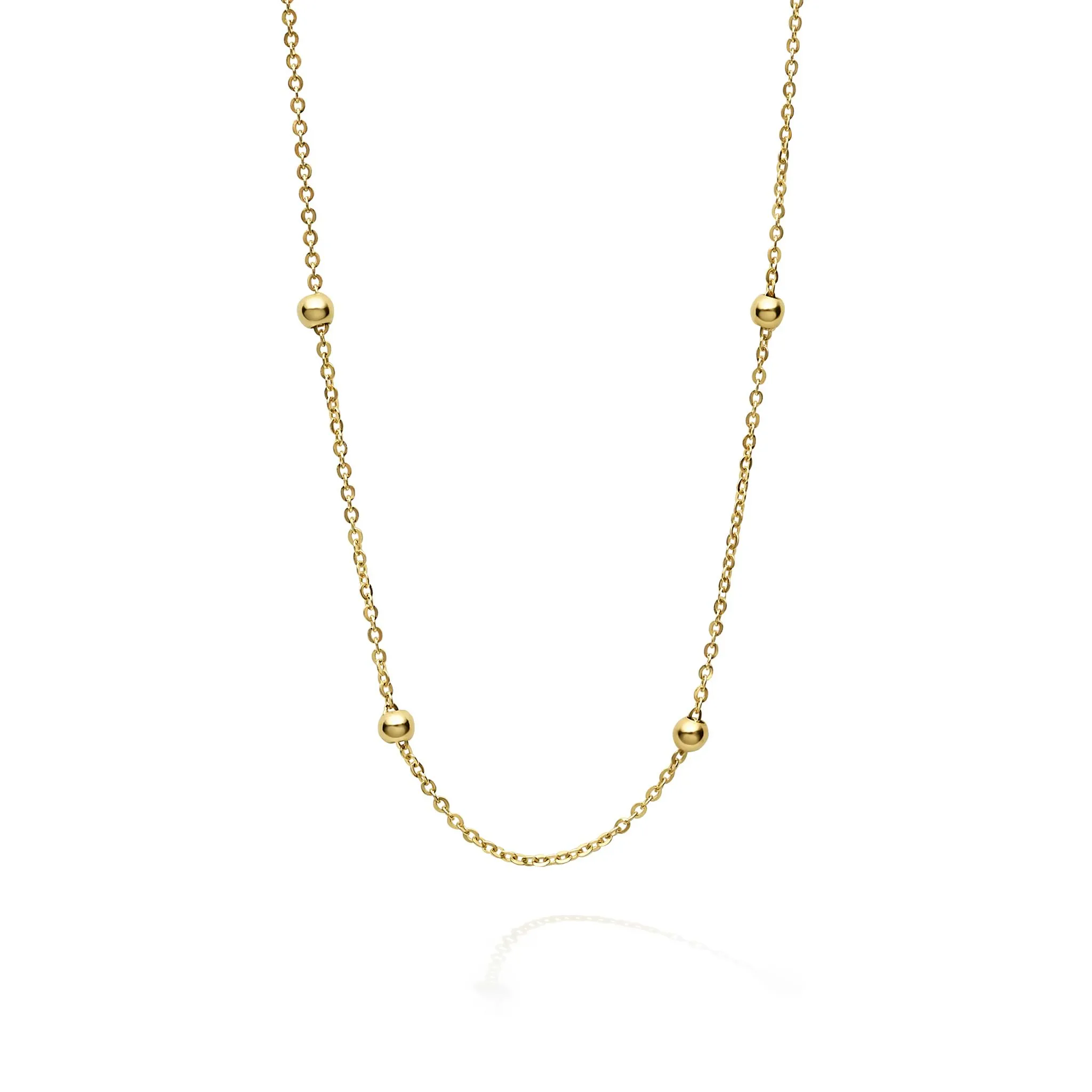 Caviar Gold 18K Gold Station Beaded Necklace