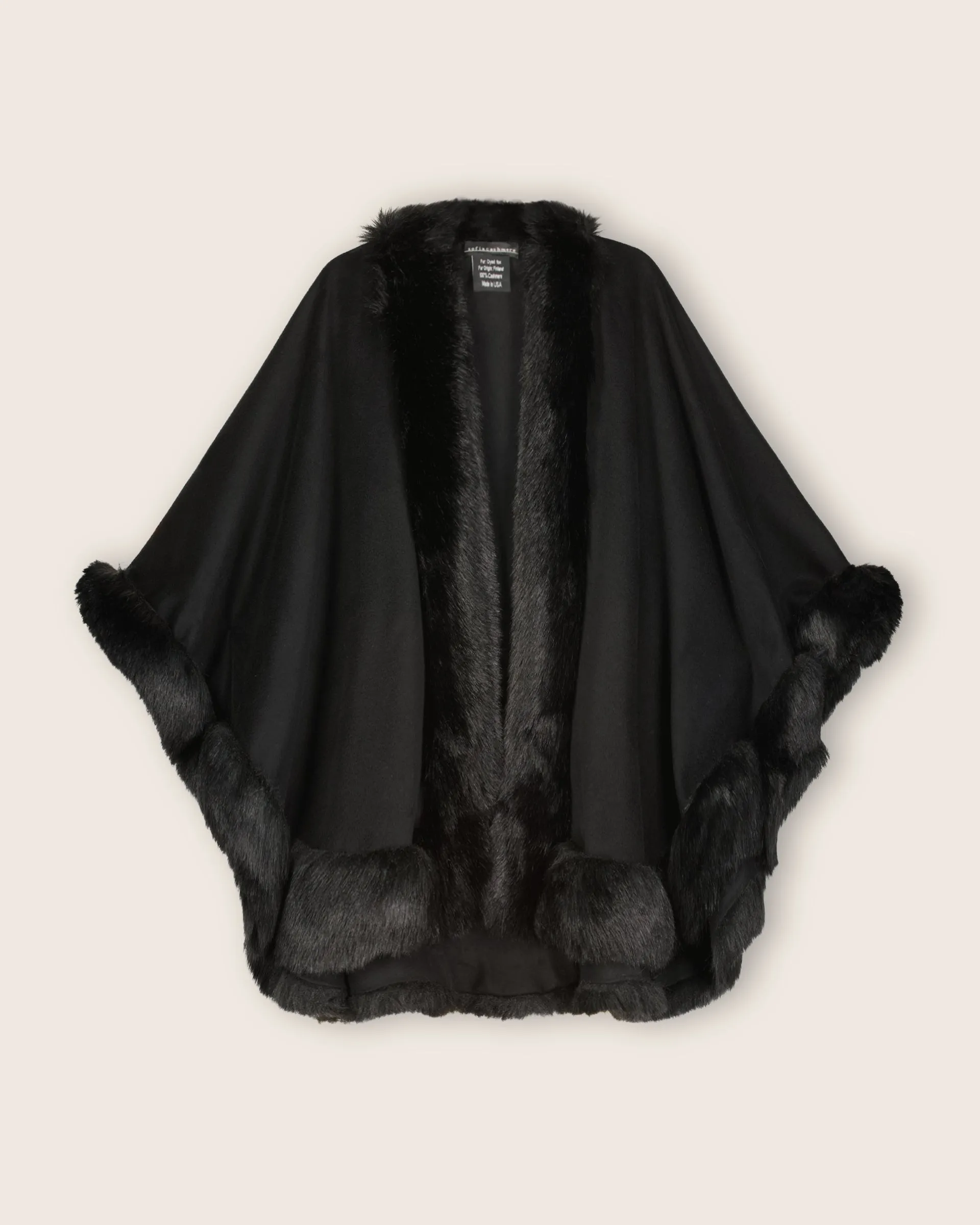 Cervinia Fur Trimmed Cashmere Cape Petite Length