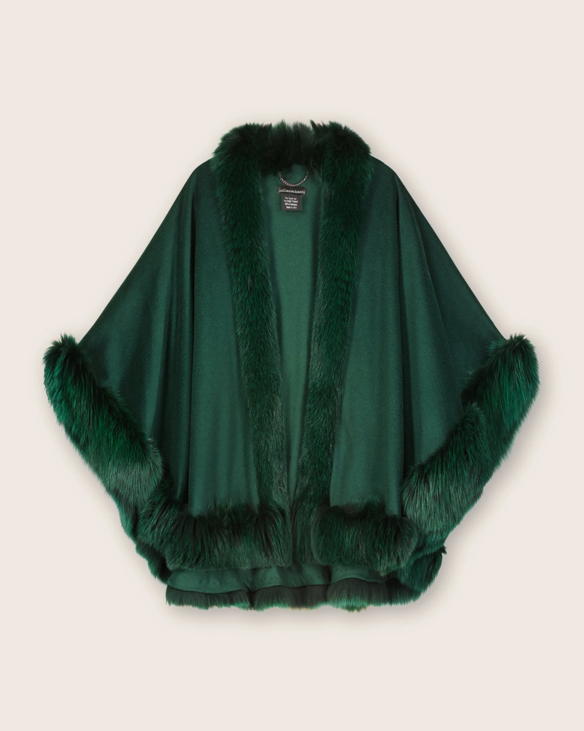 Cervinia Fur Trimmed Cashmere Cape Petite Length