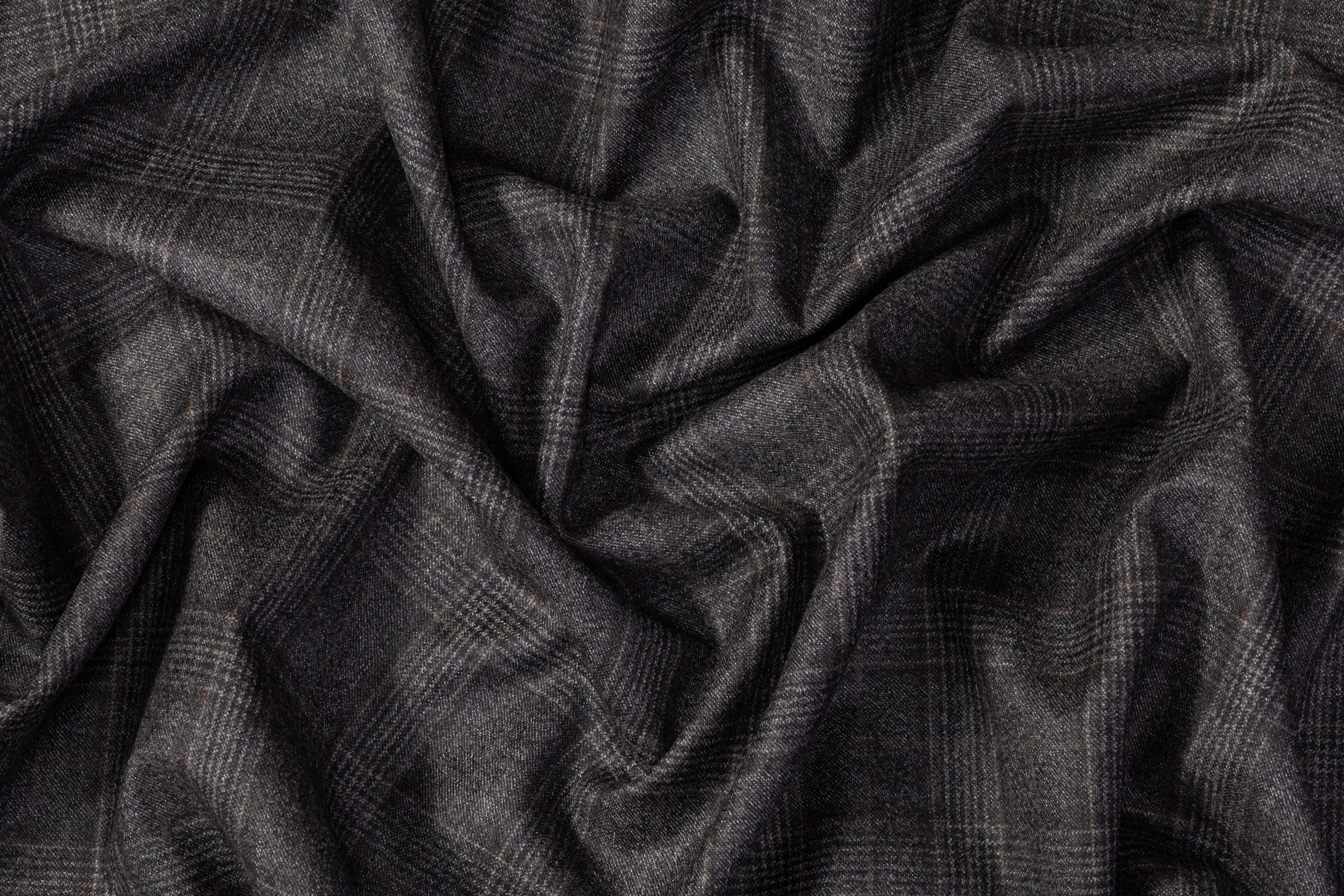 Checked Italian Wool Suiting - Charcoal Gray