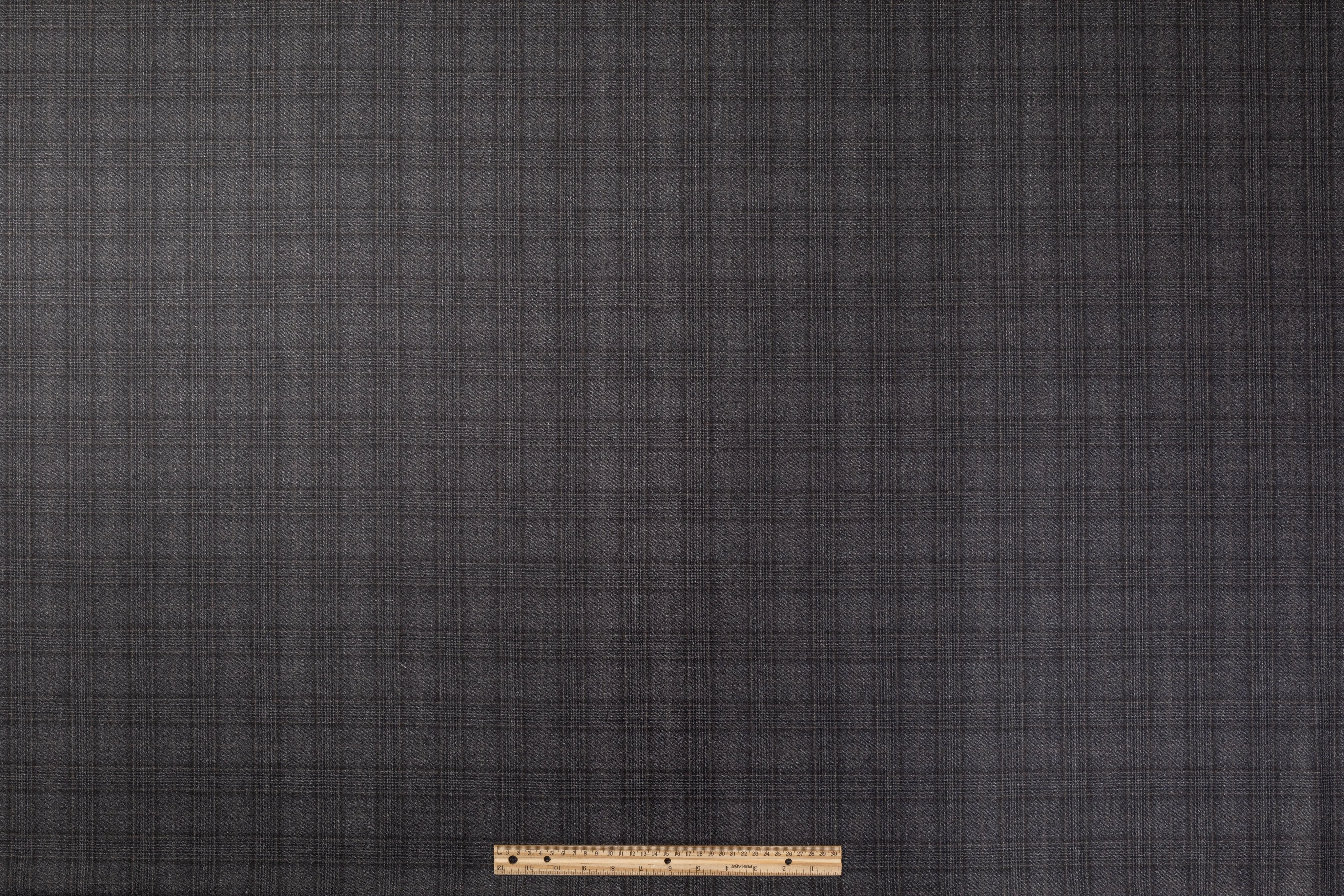 Checked Italian Wool Suiting - Charcoal Gray