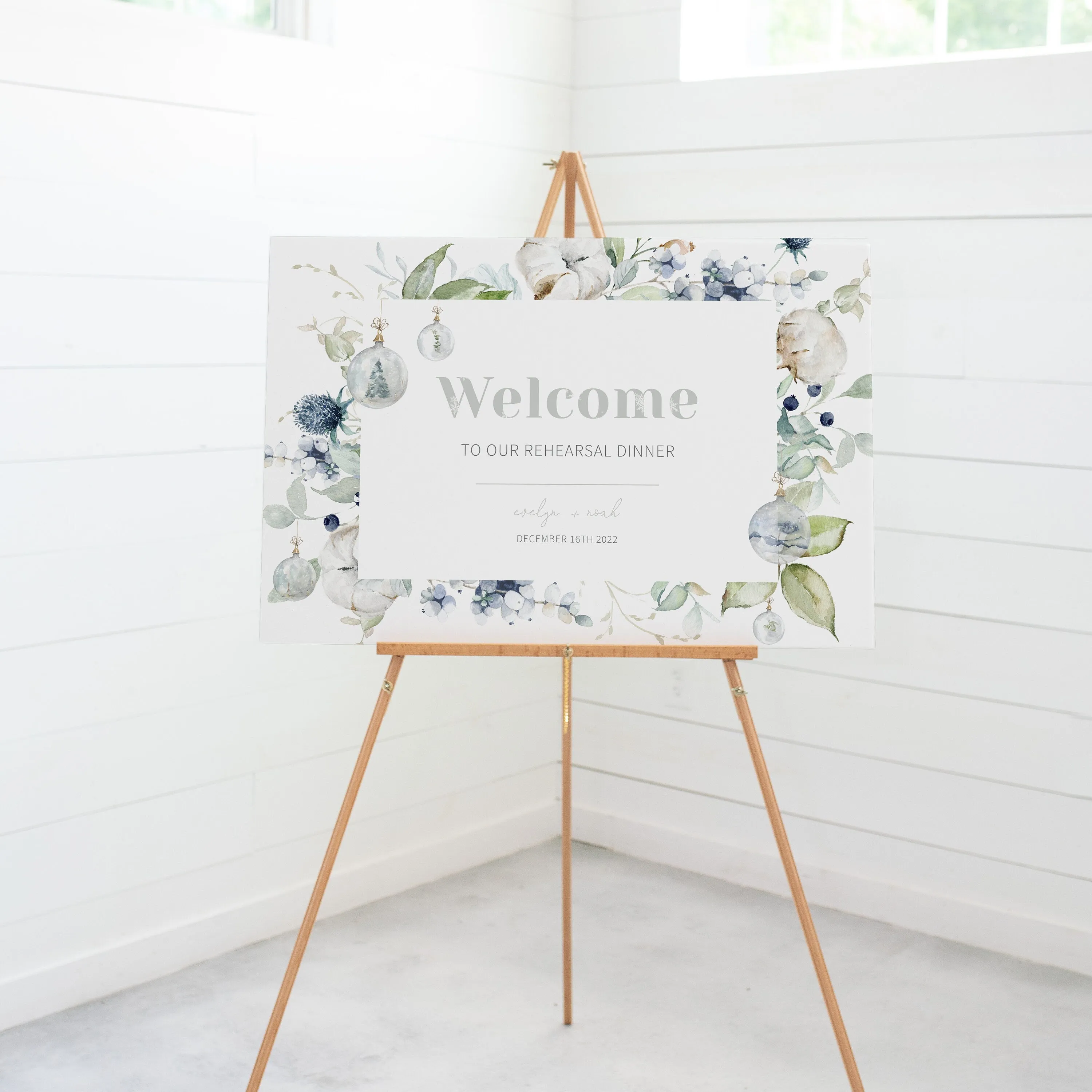 Christmas Wedding Rehearsal Welcome Sign Template, Printable Large Pastel Winter Welcome Sign, Editable INSTANT DOWNLOAD - AW100