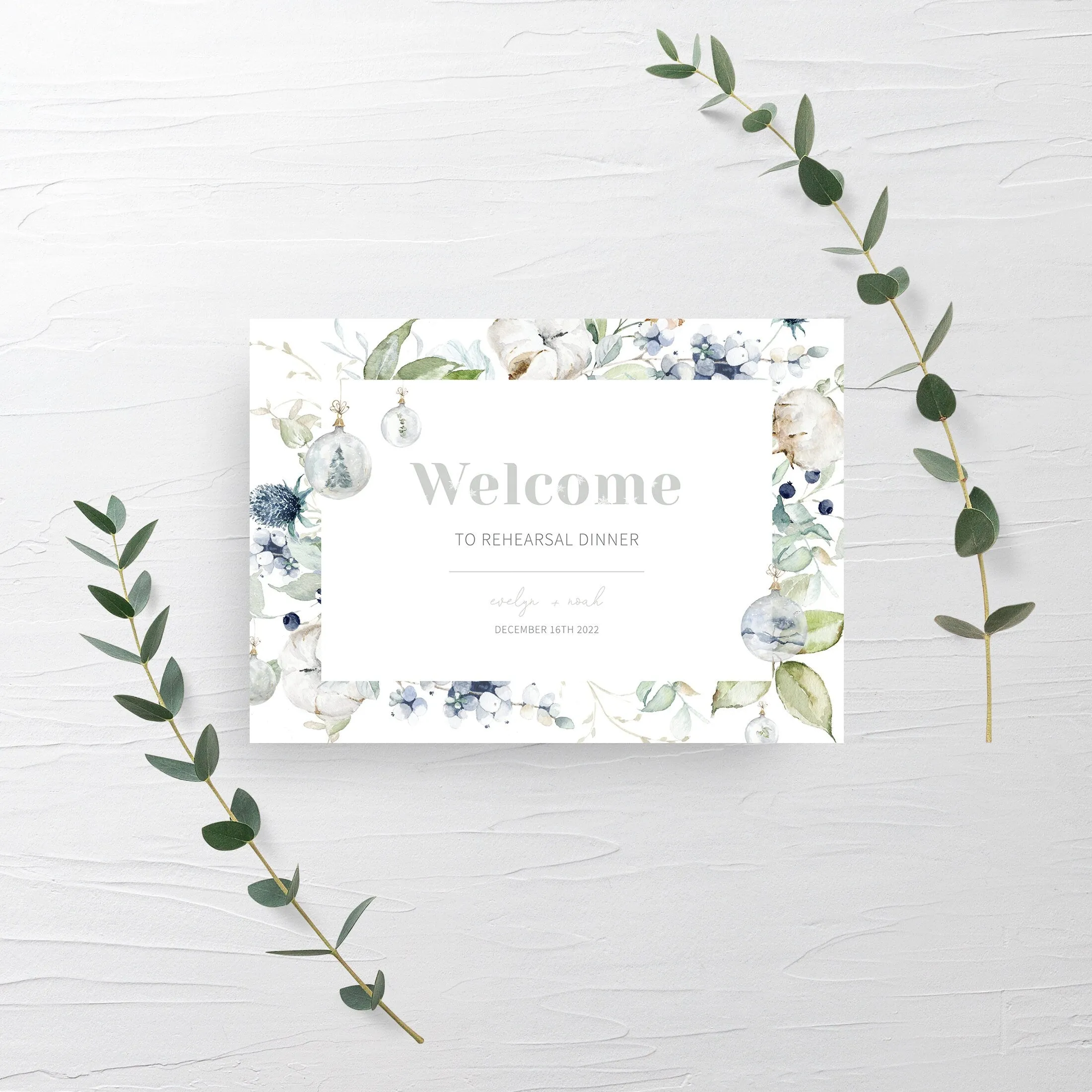 Christmas Wedding Rehearsal Welcome Sign Template, Printable Large Pastel Winter Welcome Sign, Editable INSTANT DOWNLOAD - AW100