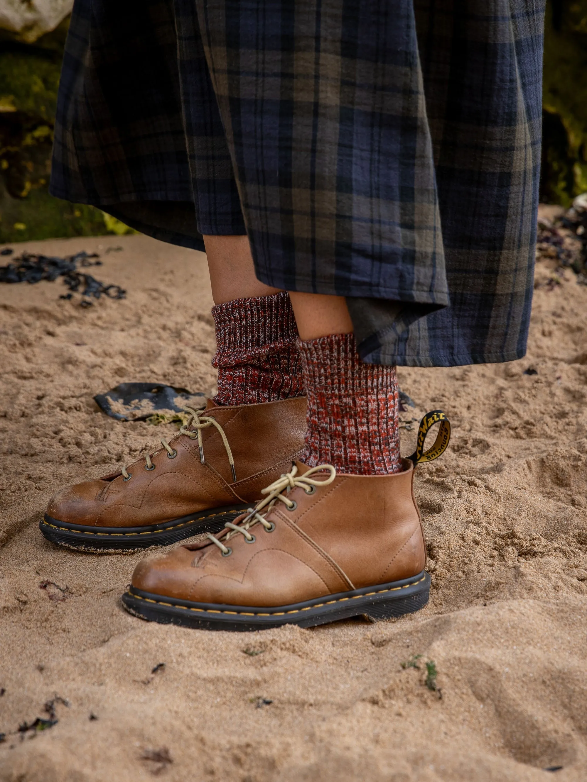 Chunky Wool Boot Socks | Marbled Rust