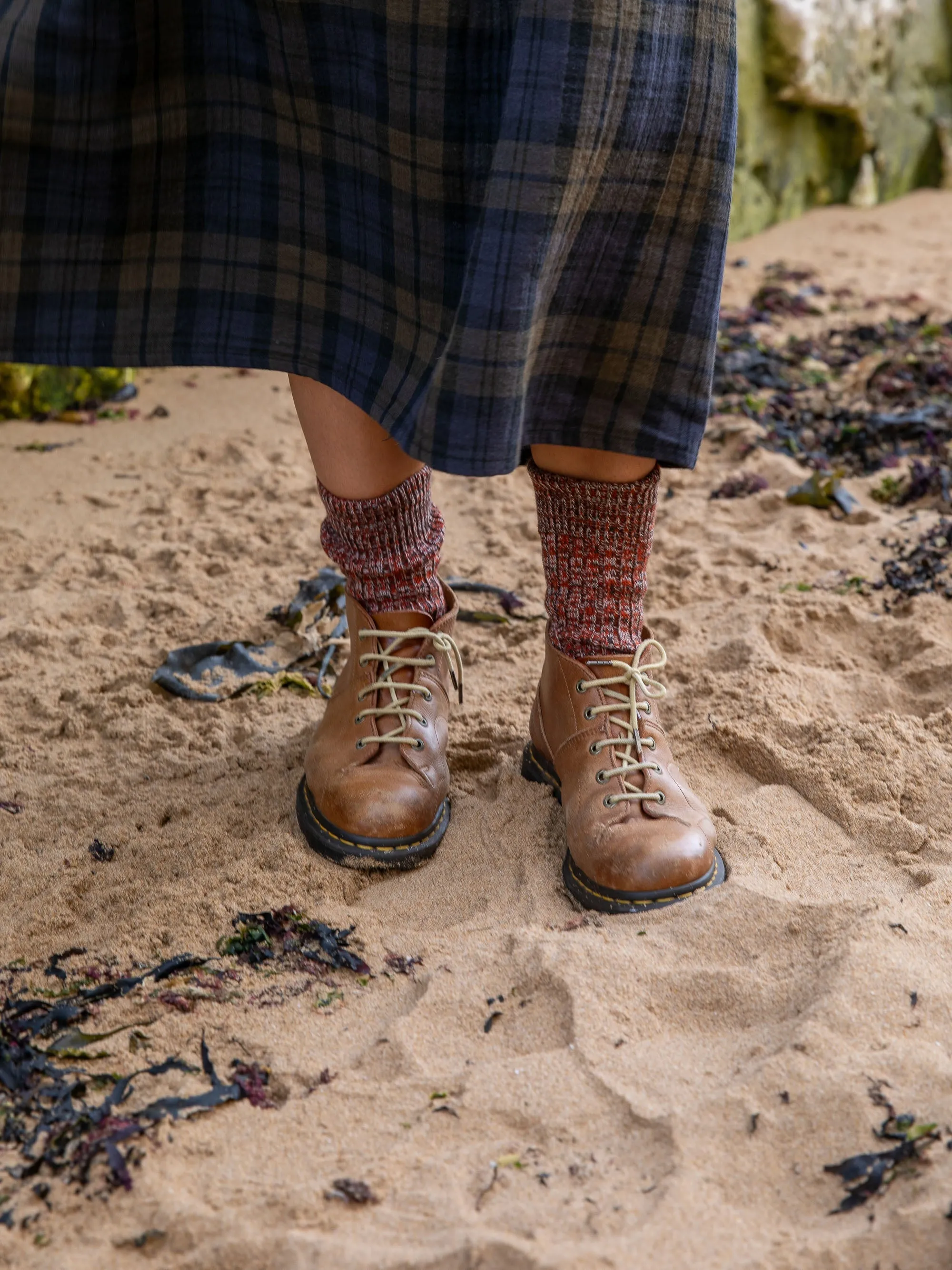 Chunky Wool Boot Socks | Marbled Rust