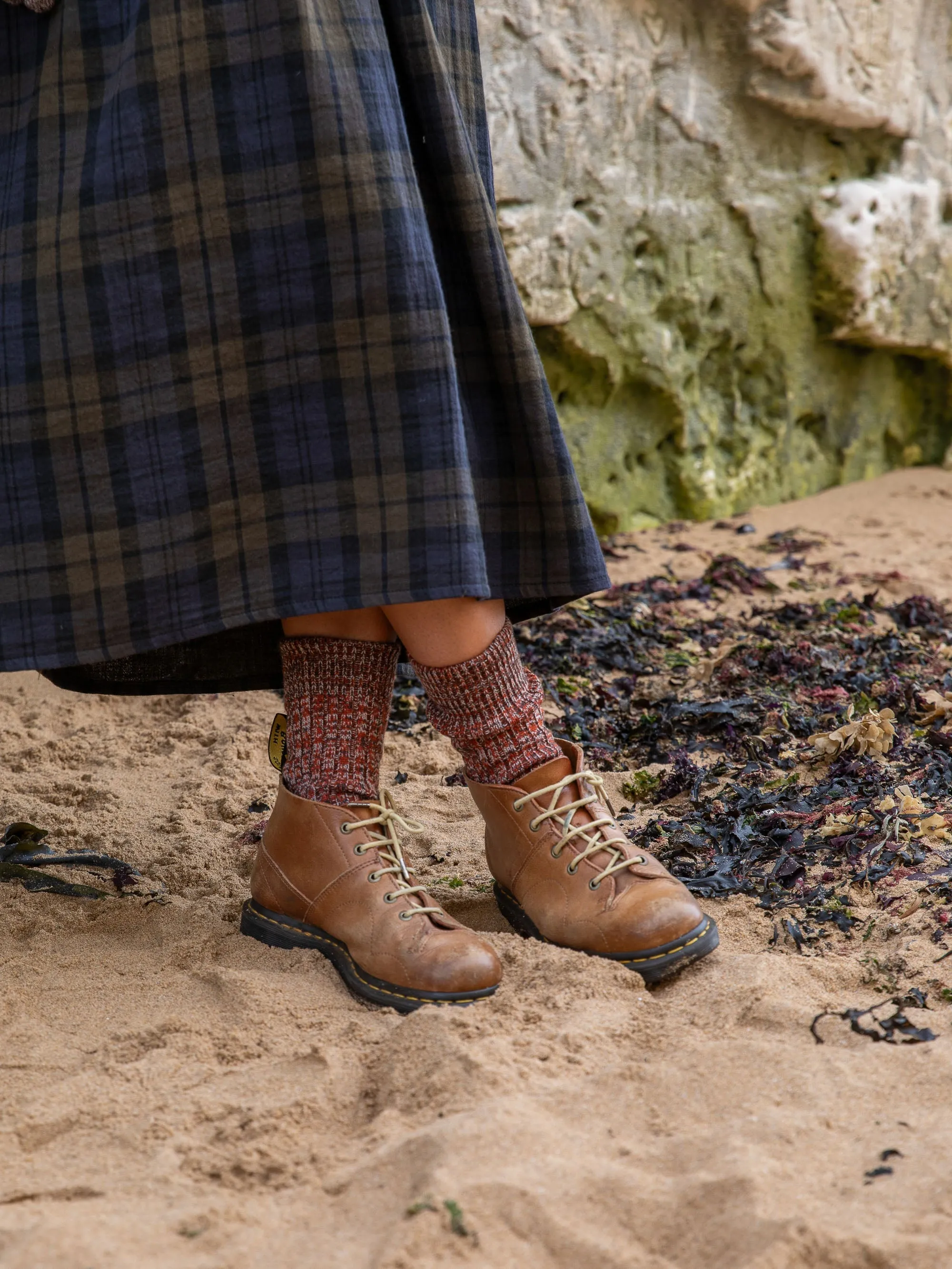 Chunky Wool Boot Socks | Marbled Rust