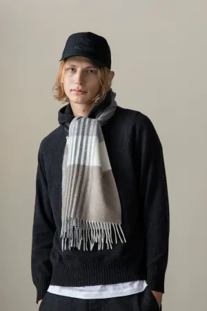 Contemporary Check Cashmere Scarf - Monochrome