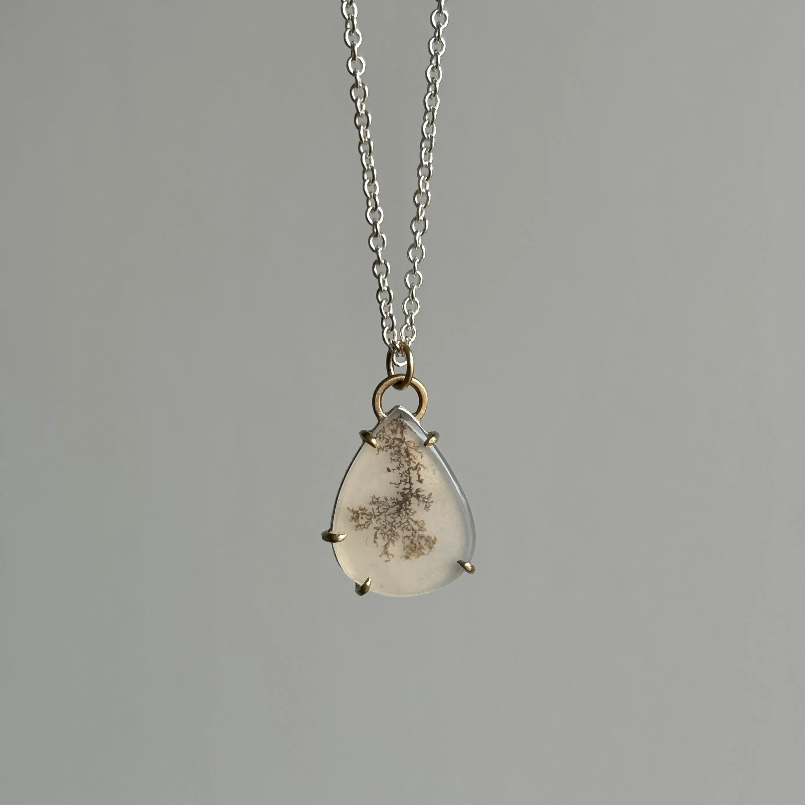 Dendritic Agate Teardrop Vanity Necklace