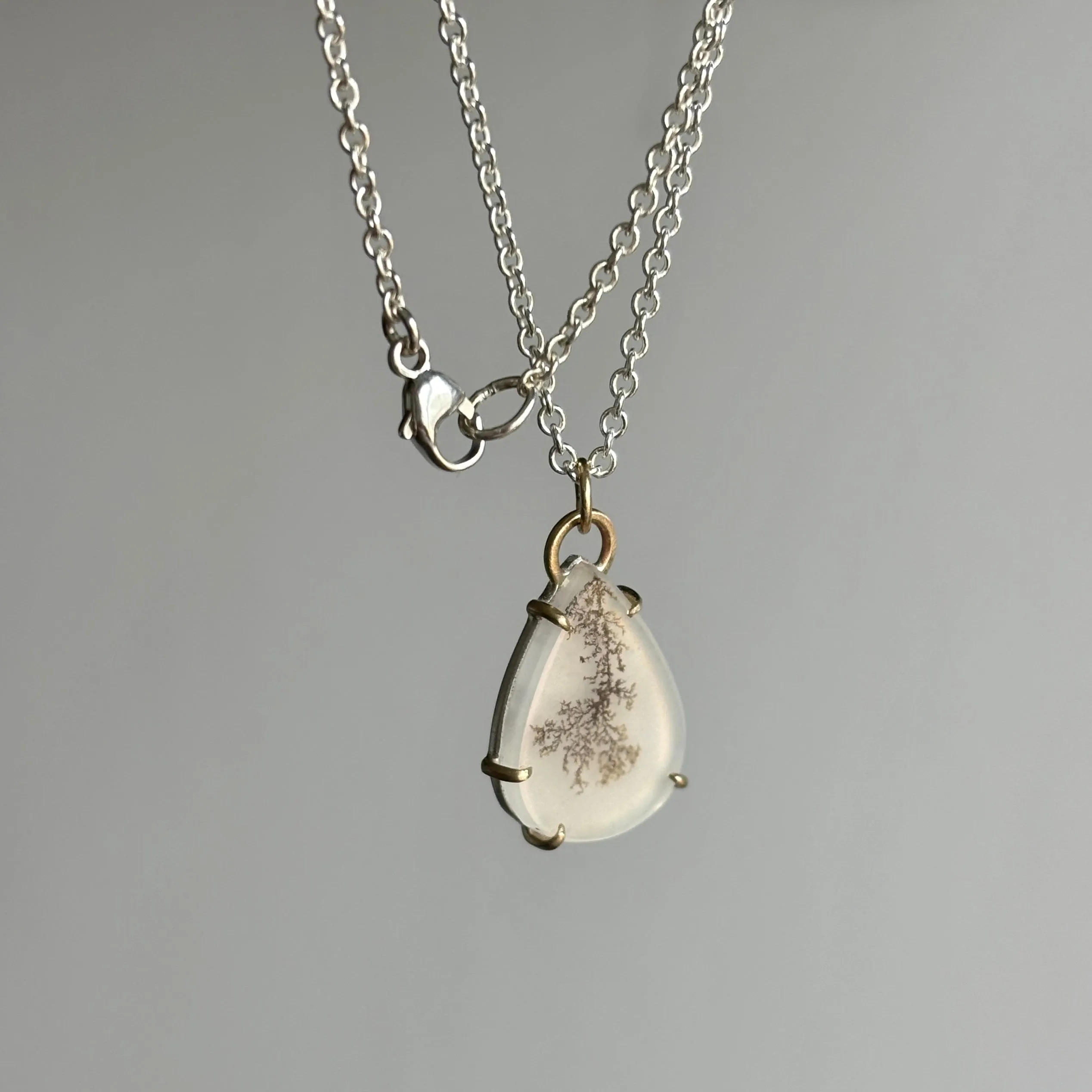 Dendritic Agate Teardrop Vanity Necklace