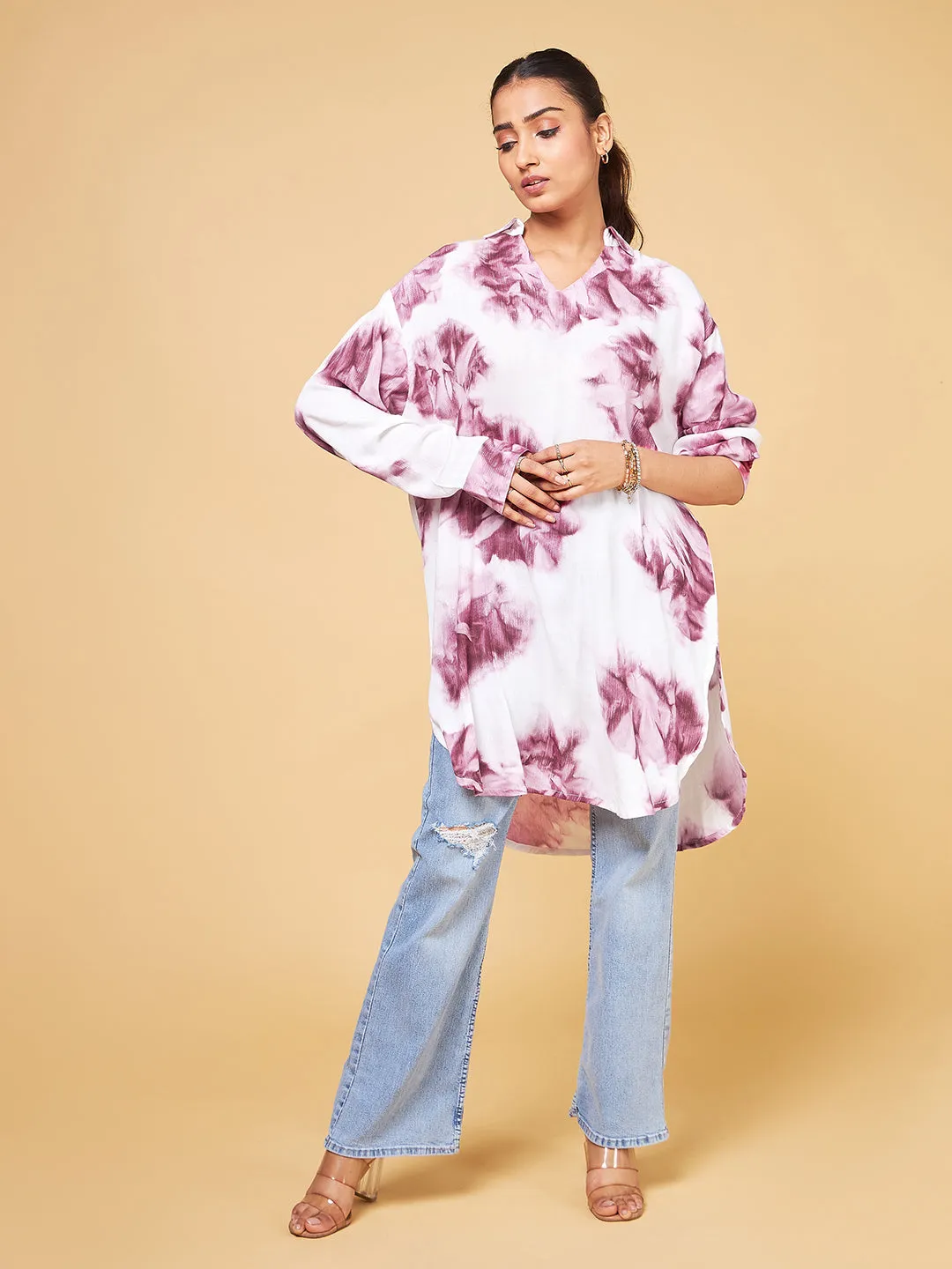 Echoes of Bliss Abstract Watercolor Printed Shirt