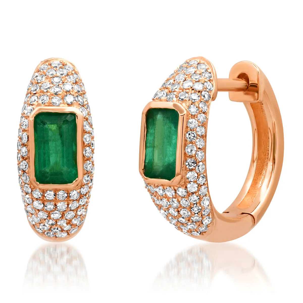 Emerald & Diamond Glam Huggie Hoop Earrings