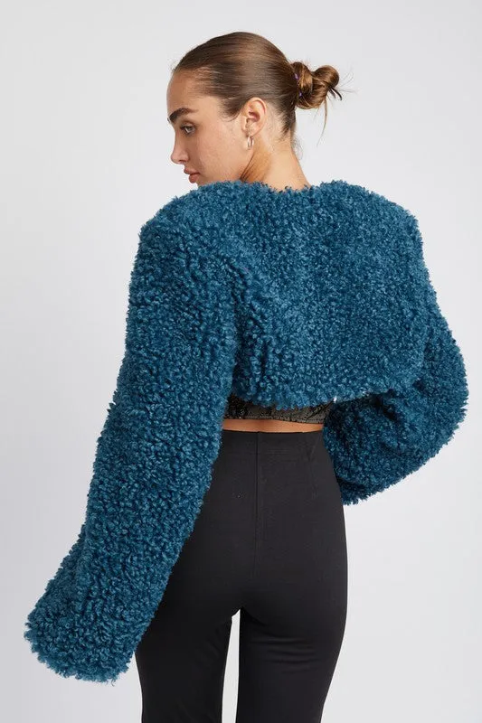 FAUX FUR BOLERO TOP