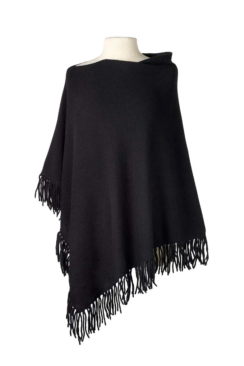 Fringed Poncho - Black