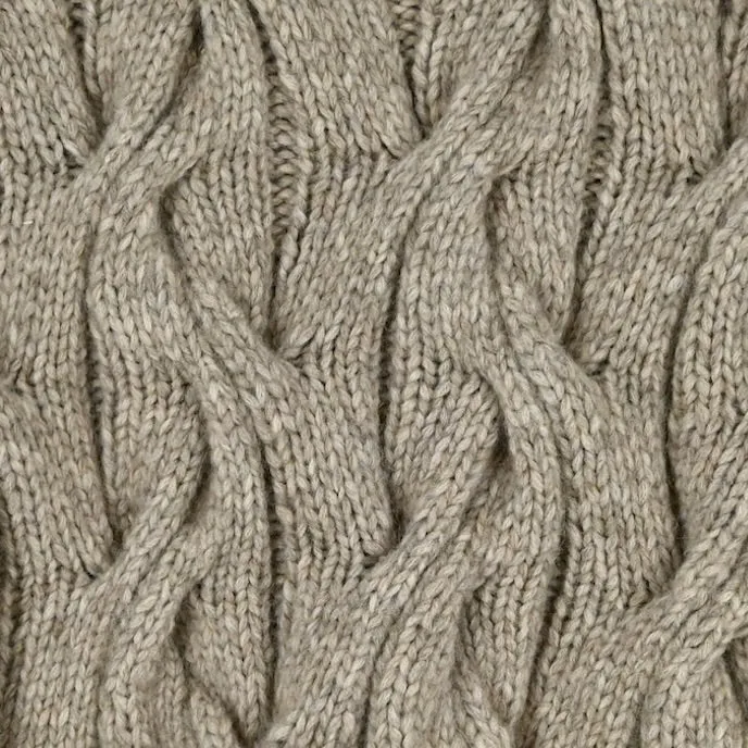 Handknit Cortina Cable Cardigan in Camel