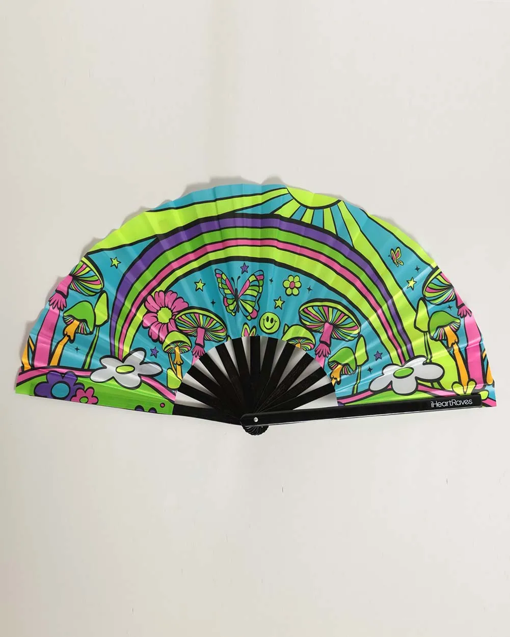 Happy Aura Mushroom UV Reactive Hand Fan