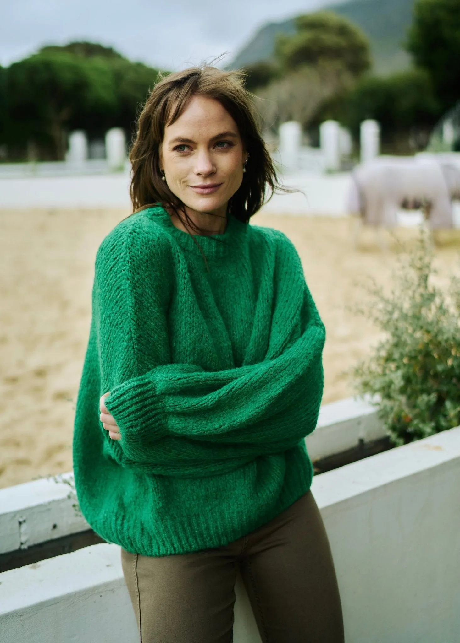 Italian Chunky Knit with Balloon Sleeves in Green