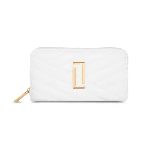 Lavie Luxe White Large Women's Cross Quilt Zip Around Wallet