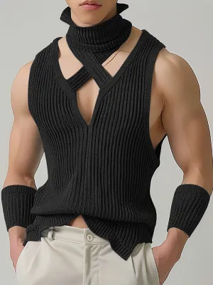 Mens Fashion Ribbed Knit High-Neck Tank SKUK69952