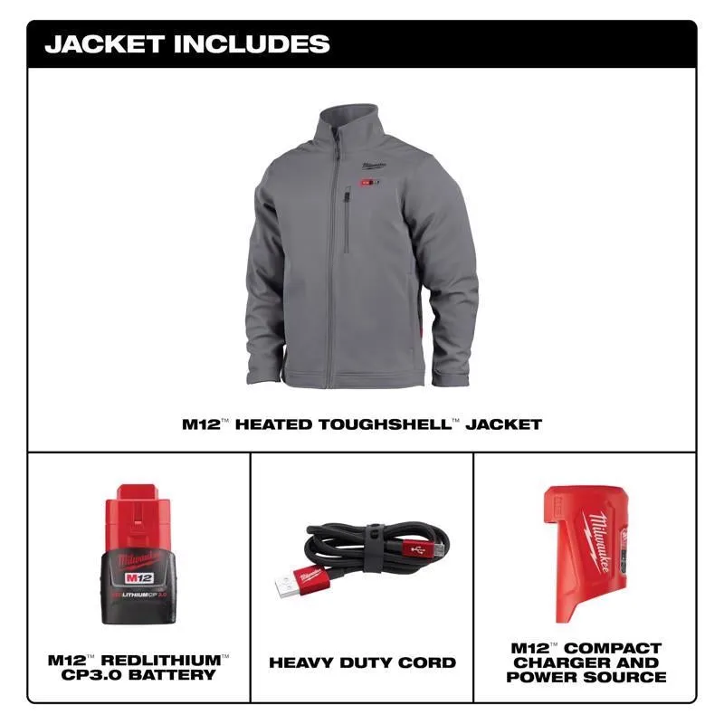 Milwaukee M12 Toughshell L Long Sleeve Unisex Full-Zip Heated Jacket Kit Gray