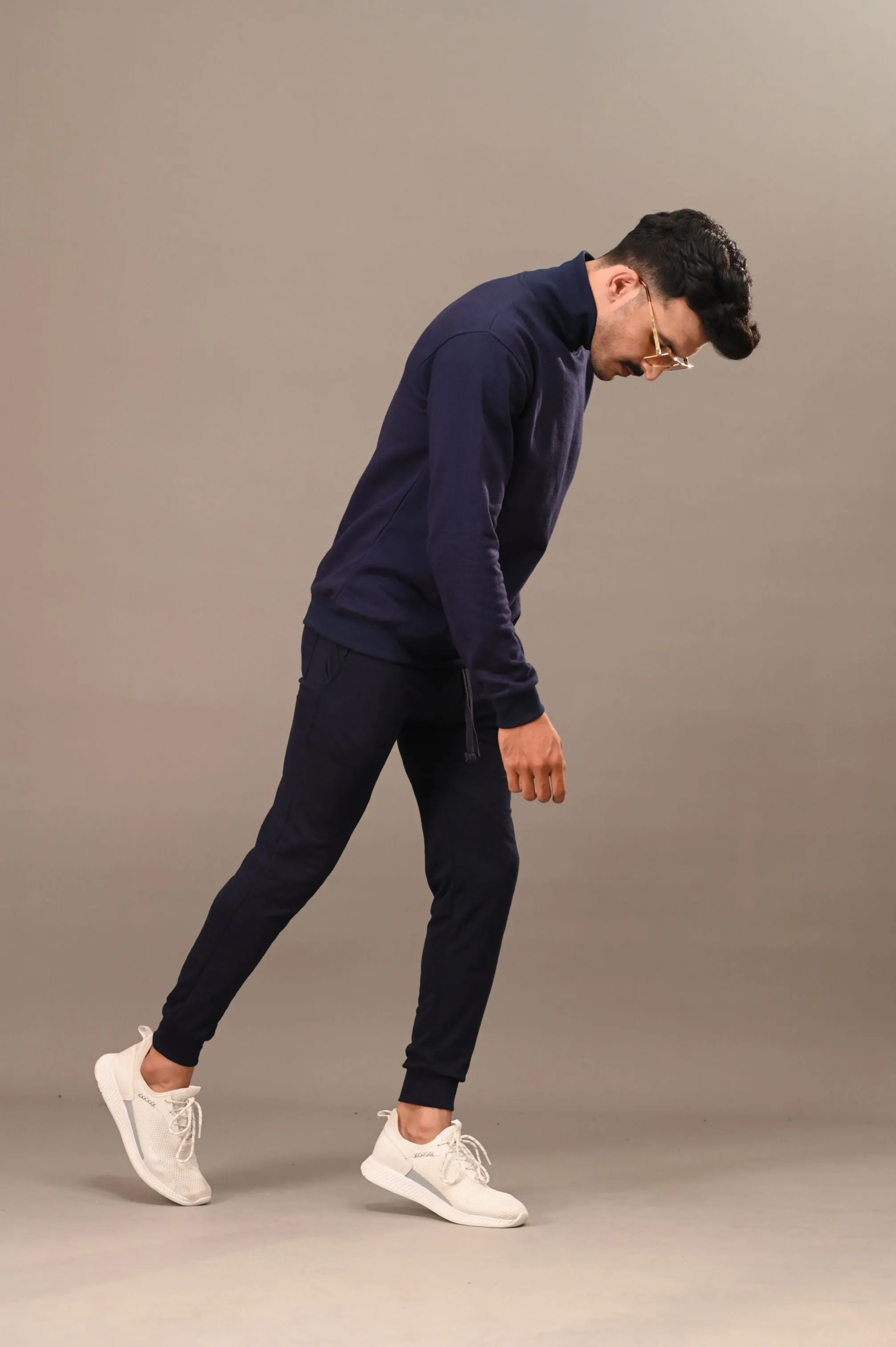 Navy Blue Basic Mock Neck