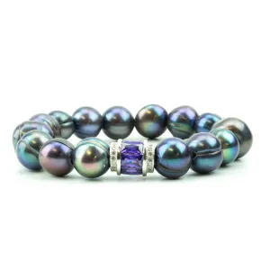 Pave Blue Pearl Bracelet