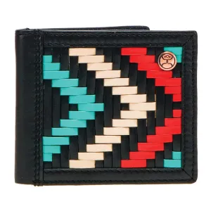 "Black Hawk" Bifold Hooey Wallet Black/Red w/ Aztec Print