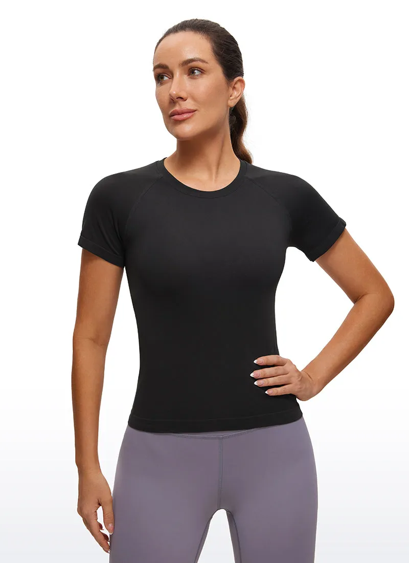 Seamless High Neck Short Sleeves Waist Length