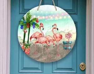 Tropical Flamingo Christmas Door/Wreath sign