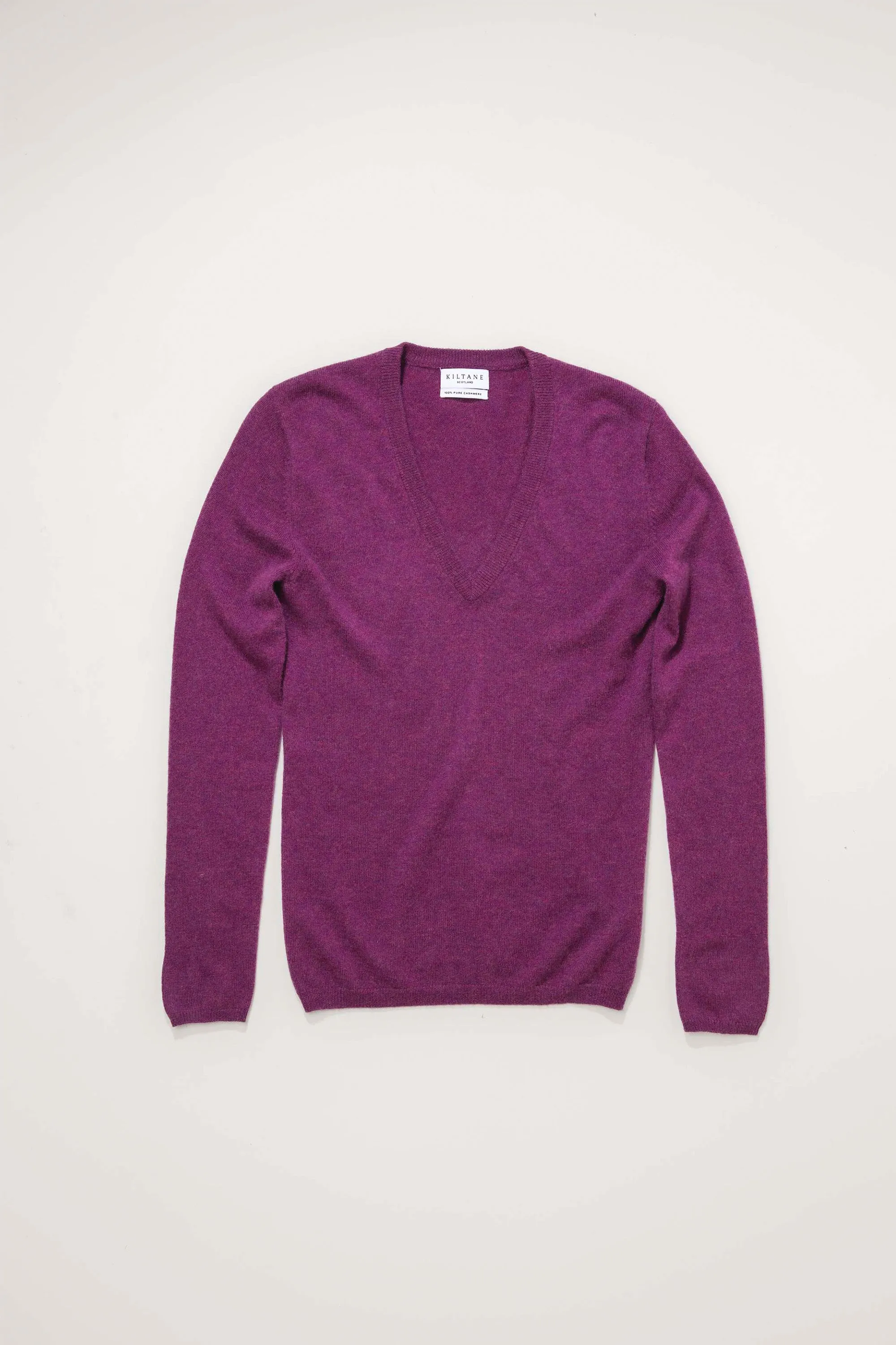 Women's Cashmere V Neck Jumper - Sloeberry